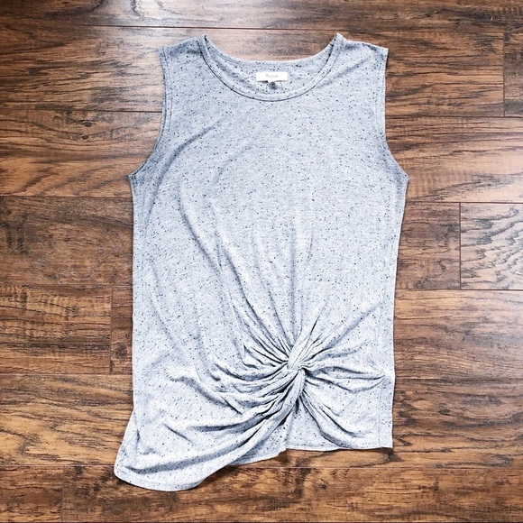 Madewell • bundle 2 tanks knit sleeveless grey white muscle twist linen viscose - Picture 8 of 12
